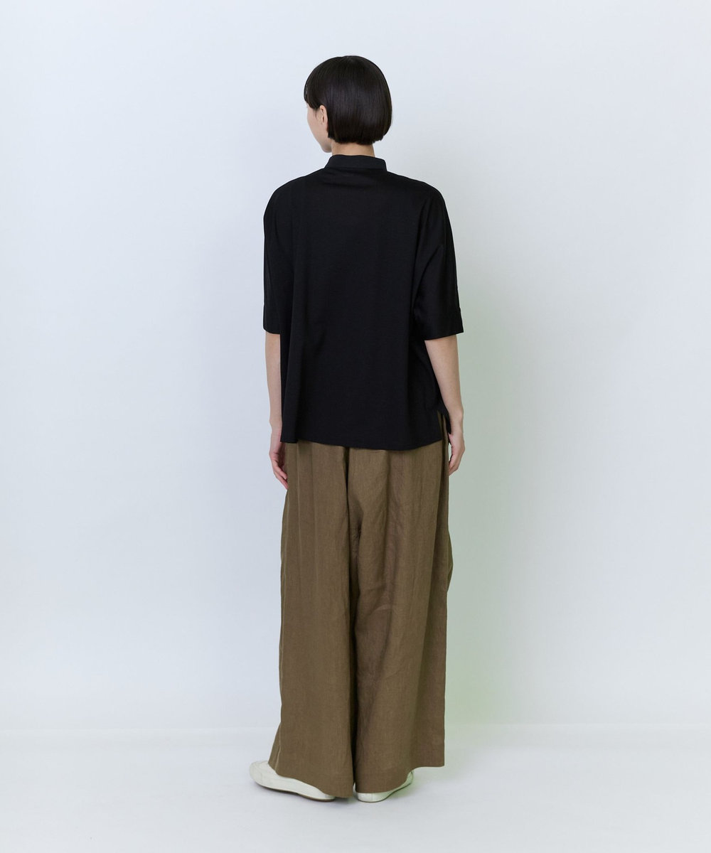 LOISIR リヨセル天竺カーディガンTシャツ ブラック