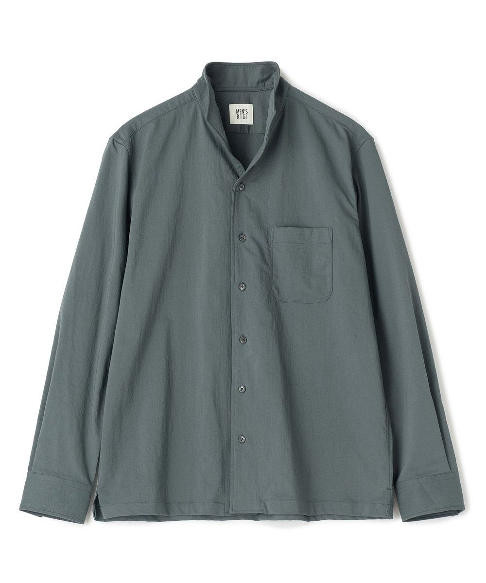 MEN'S BIGI SMARTTECH ナイロンストレッチ スタンドカラーシャツ＜接触冷感/ストレッチ/防シワ性/ウォッシャブル＞ カーキ
