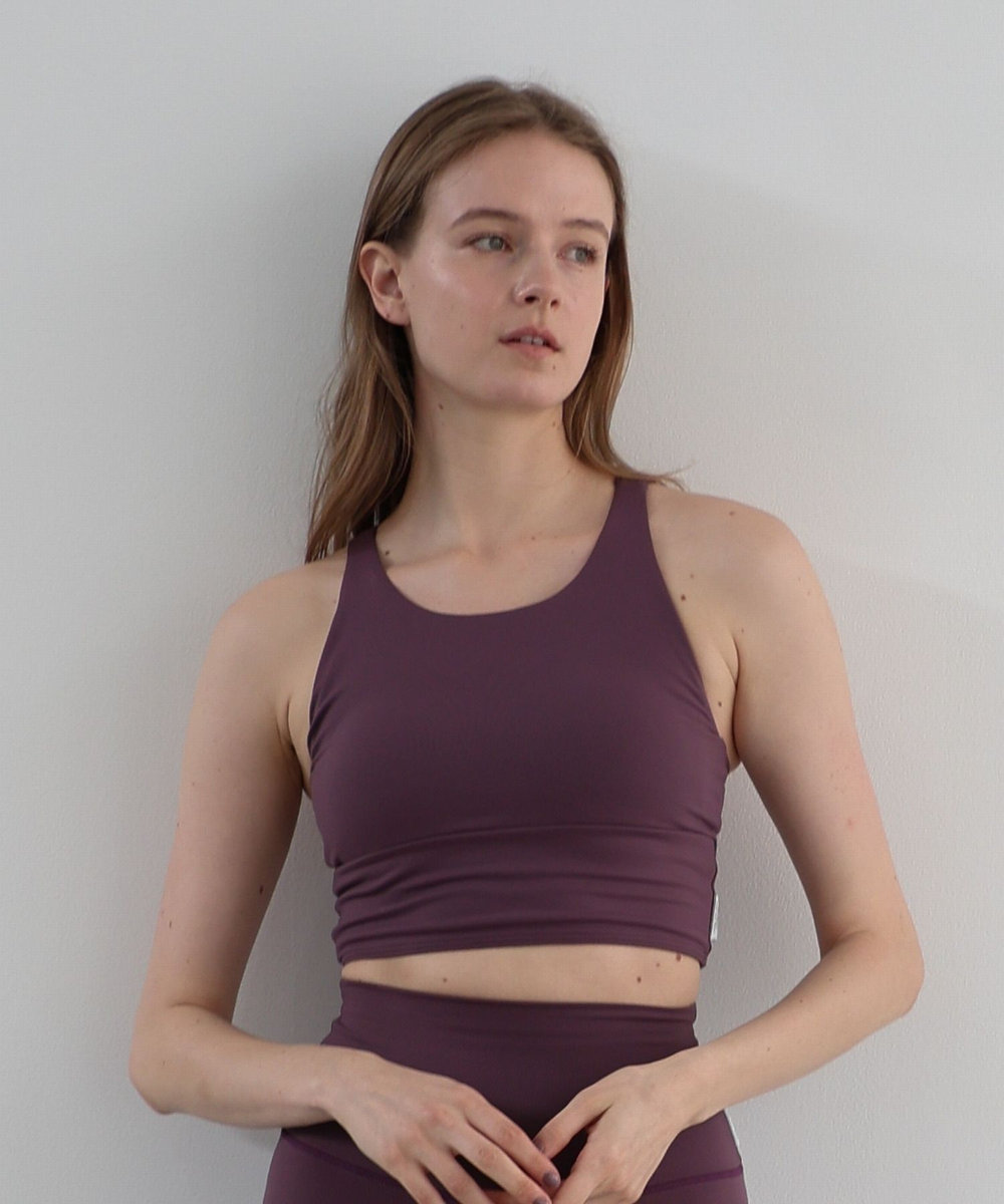 Julier 【定番】プレミアムフローショートトップス/パット付き・UVカット・吸汗速乾・ホットヨガ対応・水着・水陸両用 パープル