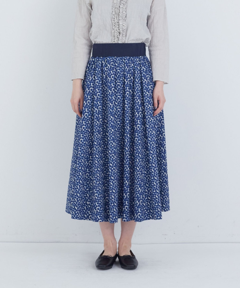 ADIEU TRISTESSE ウエストリブリバティプリントスカート ブルー系その他