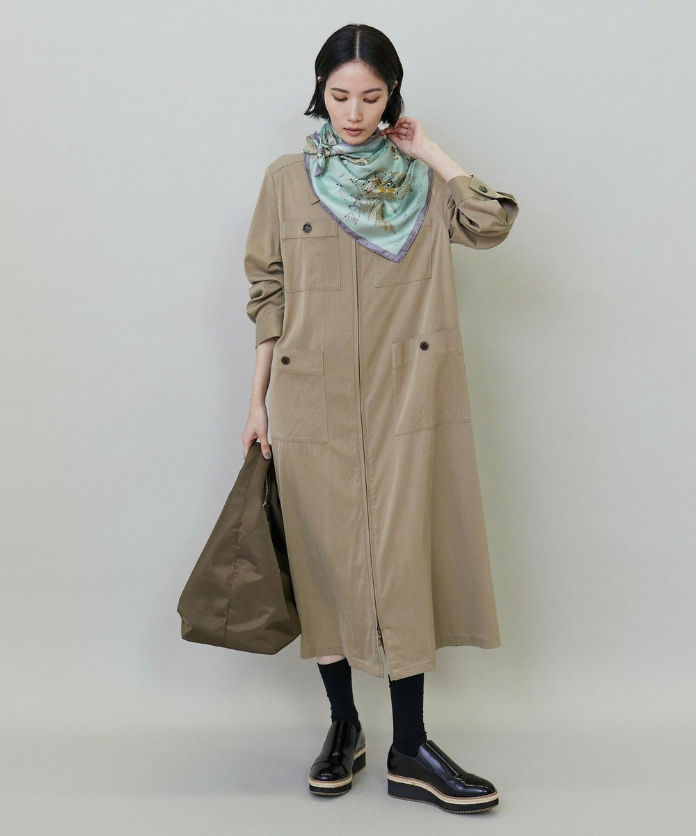 L'EQUIPE キュプラナイロンピーチシャツワンピース ベージュ