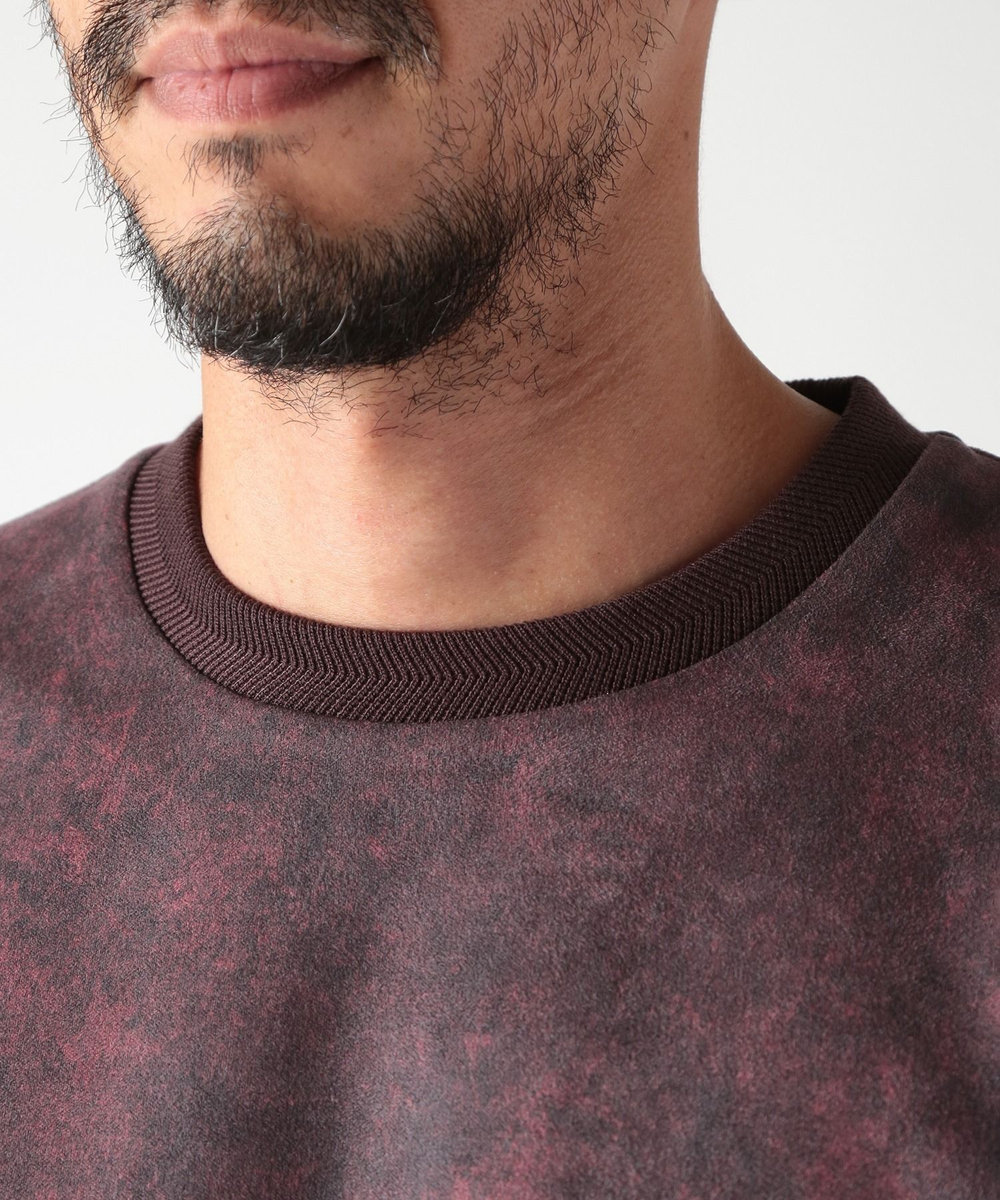 MEN'S BIGI ムラ柄プリントポンチカットソー ボルドー