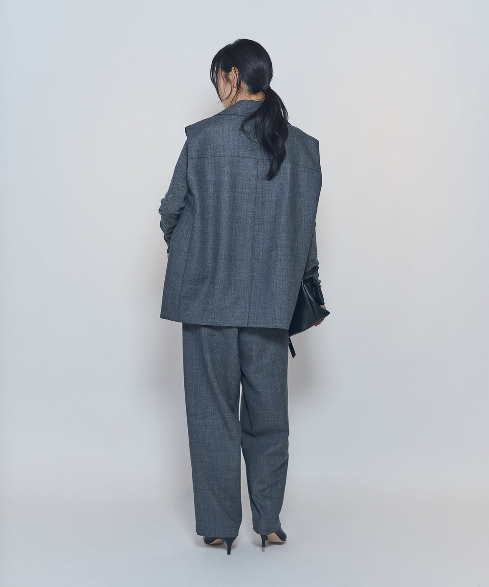 1er Arrondissement ウールツイル ダブルブレストジレ チャコールグレー