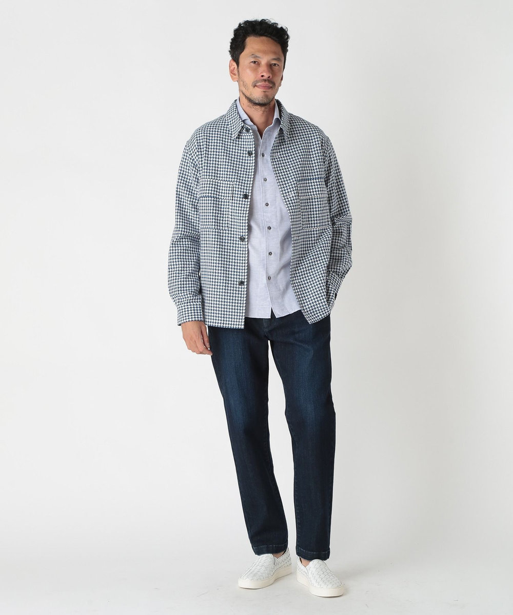 MEN'S BIGI リネンMIX千鳥ドビーブルゾン ホワイト系その他