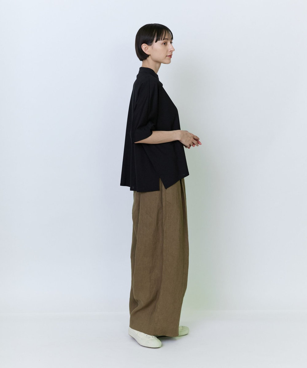 LOISIR リヨセル天竺カーディガンTシャツ ブラック