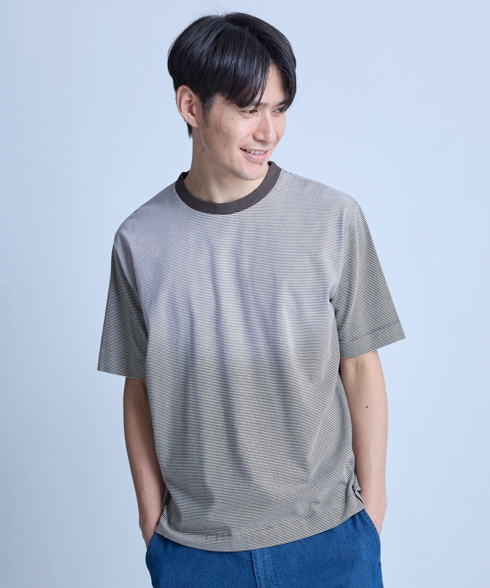 UNION STATION ヴィンテージライクミジンボーダーTシャツ＜ストレッチ・マシンウォッシャブル＞ ホワイト系その他