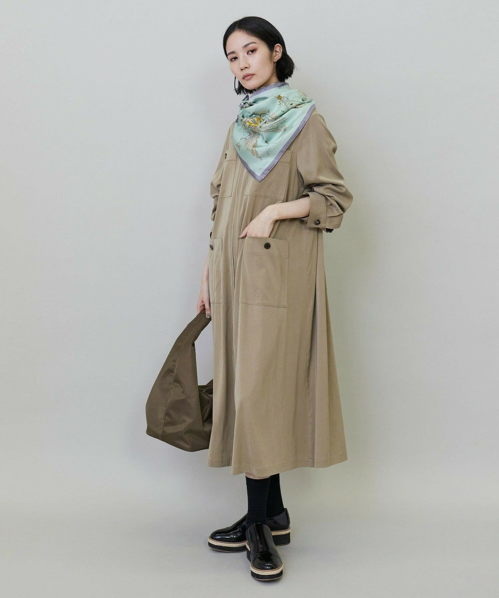 L'EQUIPE キュプラナイロンピーチシャツワンピース ベージュ