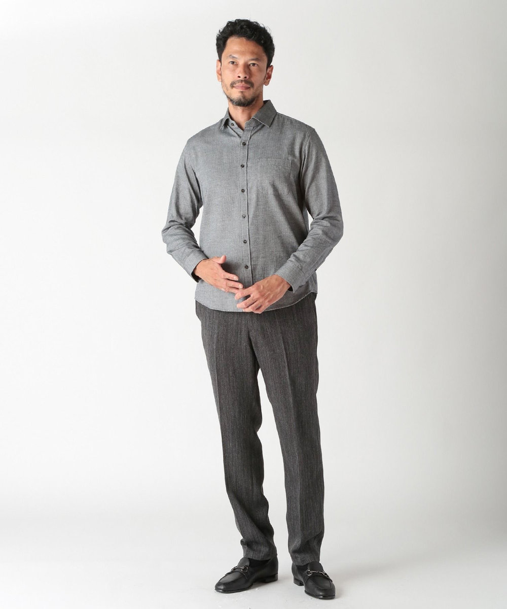 MEN'S BIGI コットンカシミアヘリンボーンシャツ ブラック