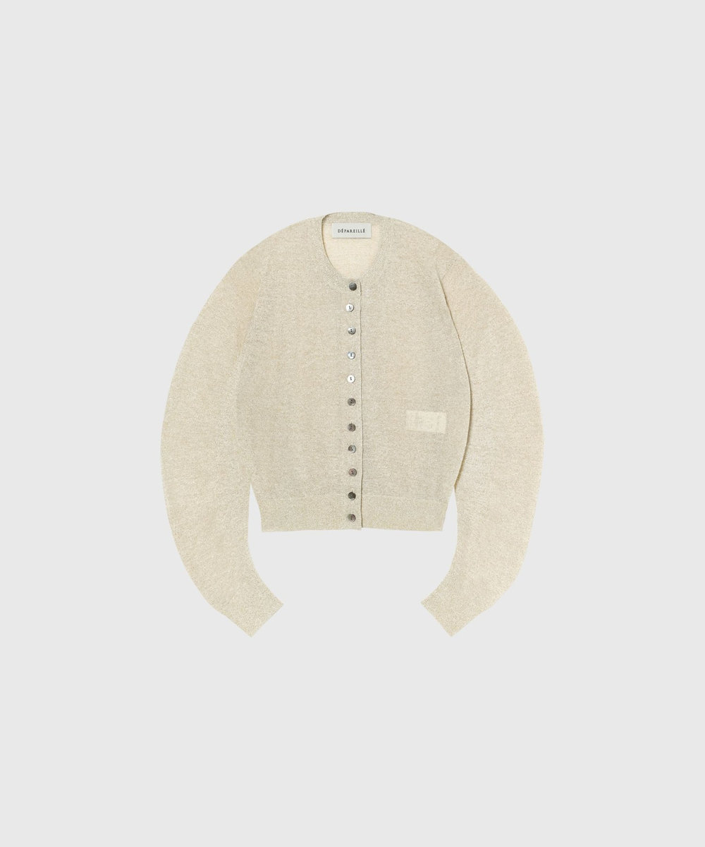 DÉPAREILLÉ VISCOSE LAME CARDIGAN / ヴィスコースラメカーディガン ベージュ