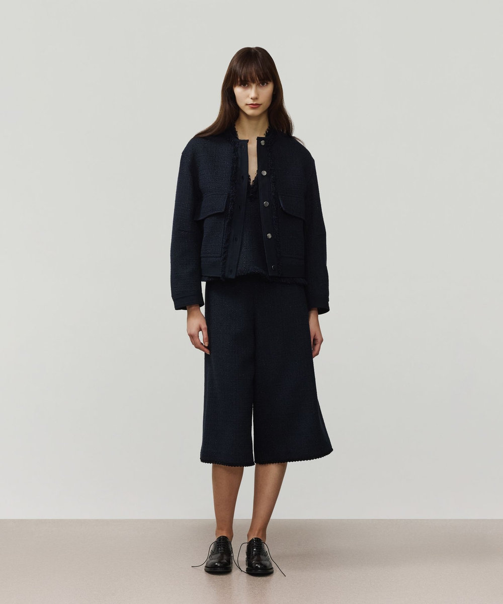 DÉPAREILLÉ COTTON TWEED WIDE PANTS / コットンツィードワイドパンツ ネイビー