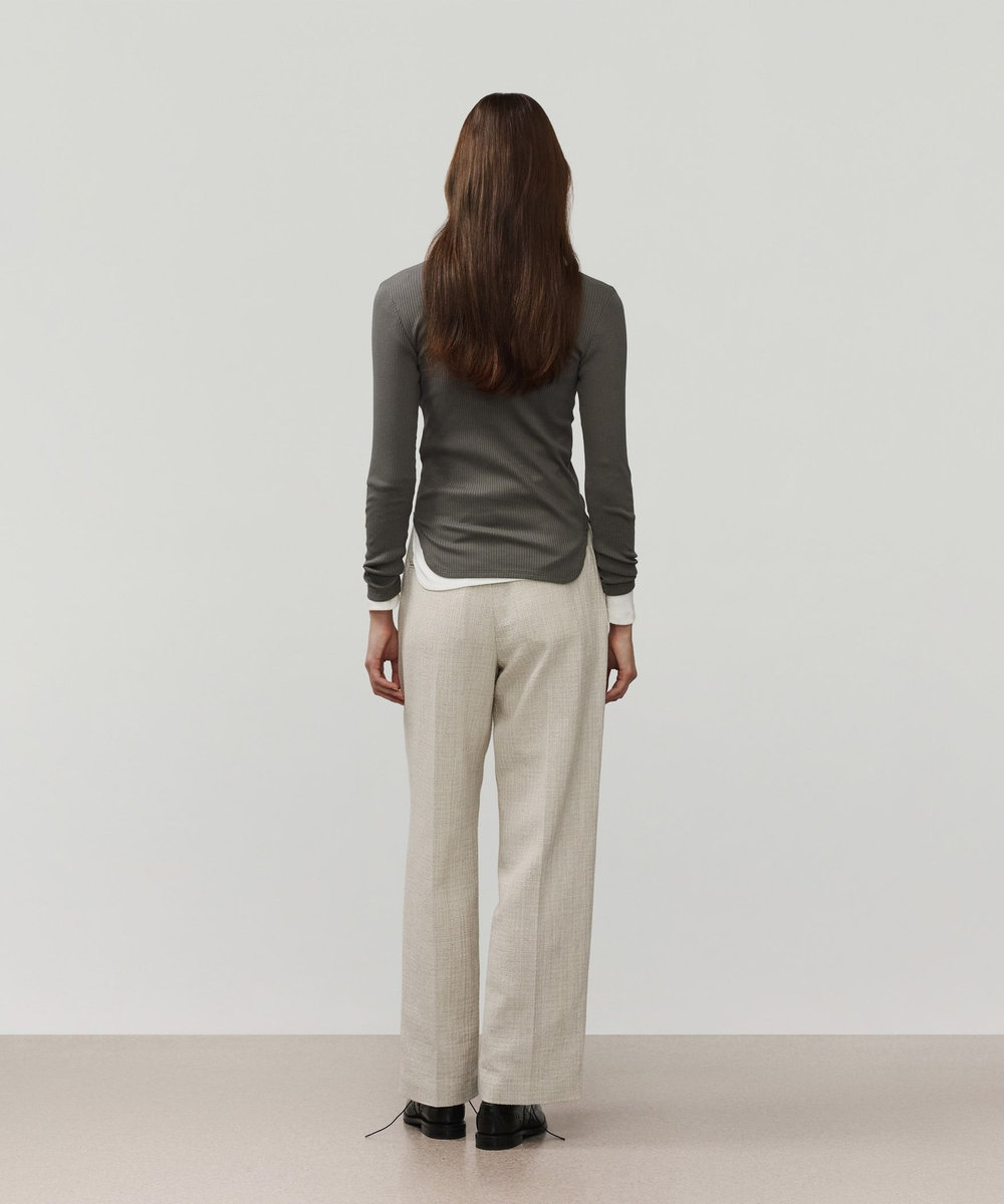 DÉPAREILLÉ ORGANIC COTTON RIB HENRY NECK / オーガニックコットンリブヘンリーネック チャコールグレー