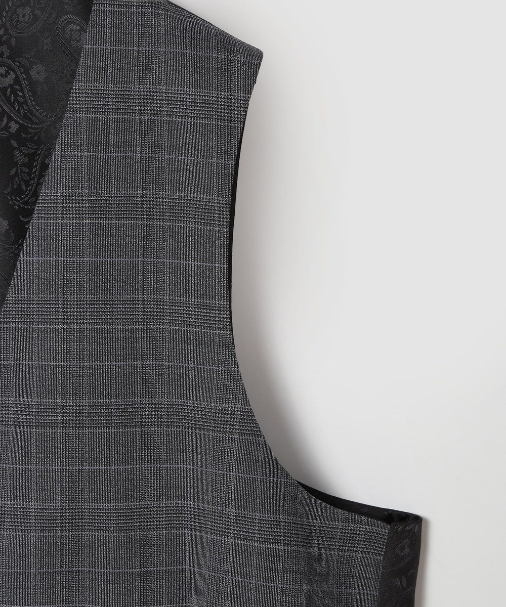 MEN'S BIGI ウールメランジグレンチェックベスト＜セットアップ＞ グレー