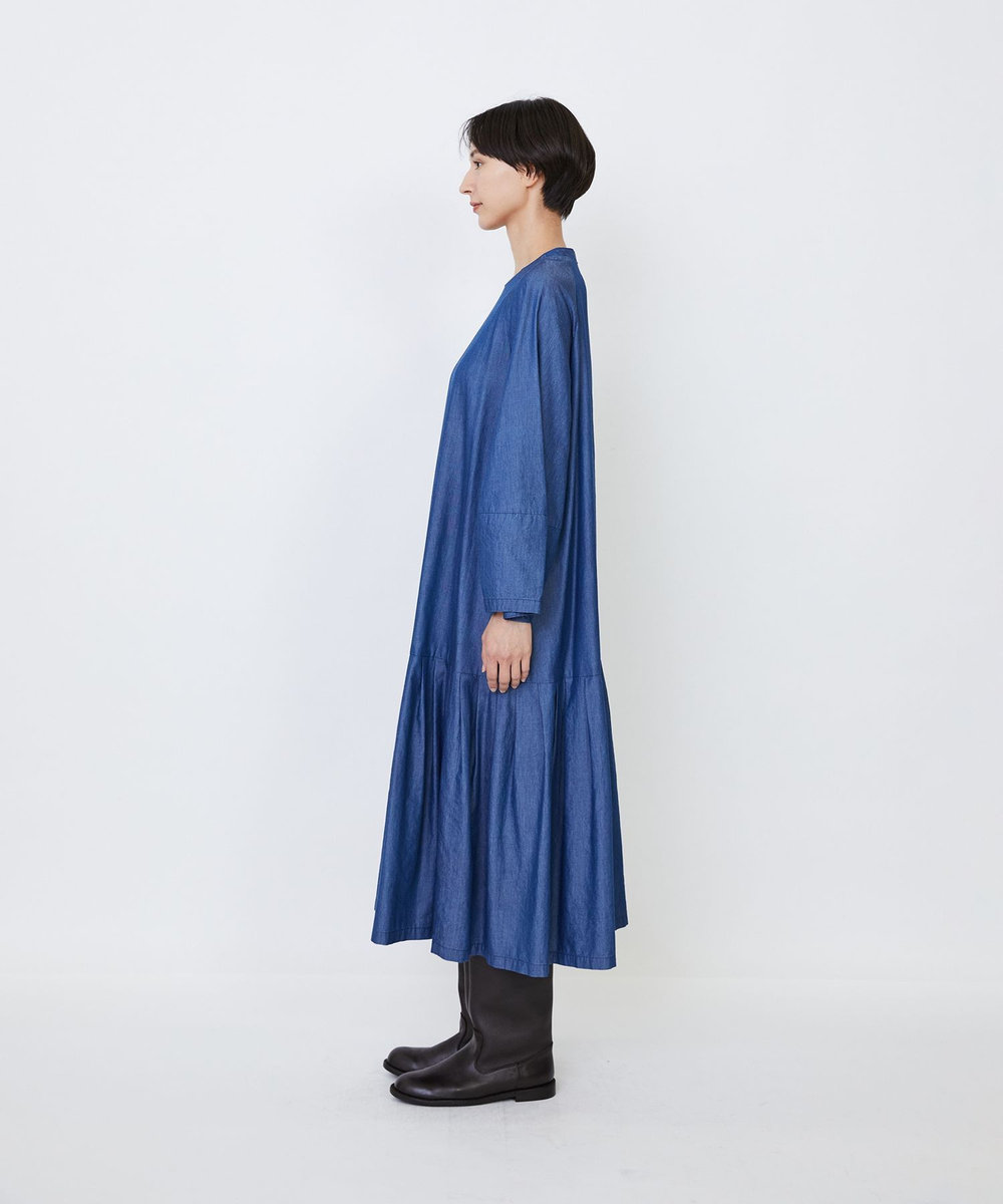 LOISIR 【MTサイズあり】ライトデニムティアードワンピース インディゴブルー