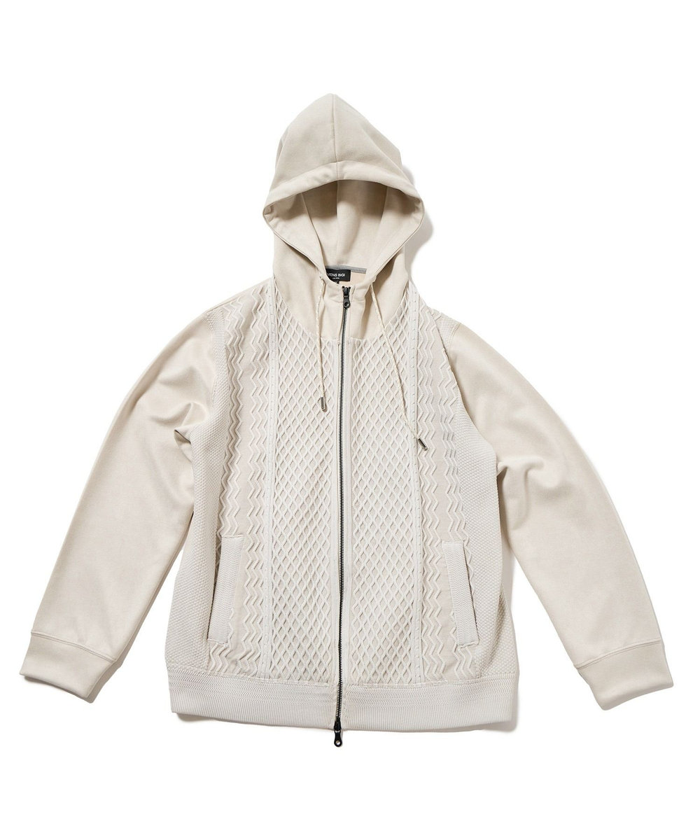 MEN'S BIGI ニットコンビパーカ オフホワイト