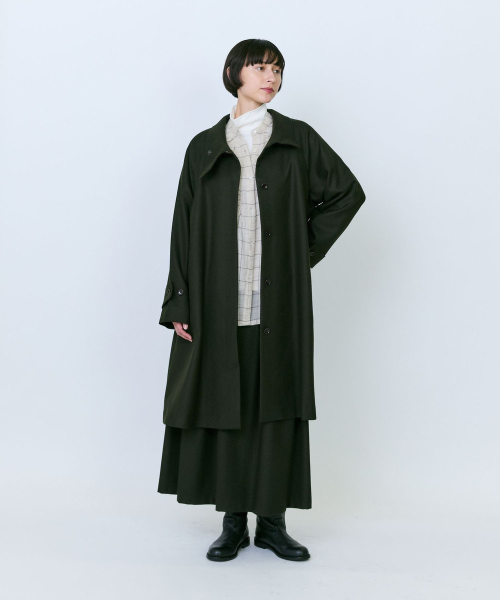 LOISIR ウールガーゼ断ち切りフリルブラウス ベージュ