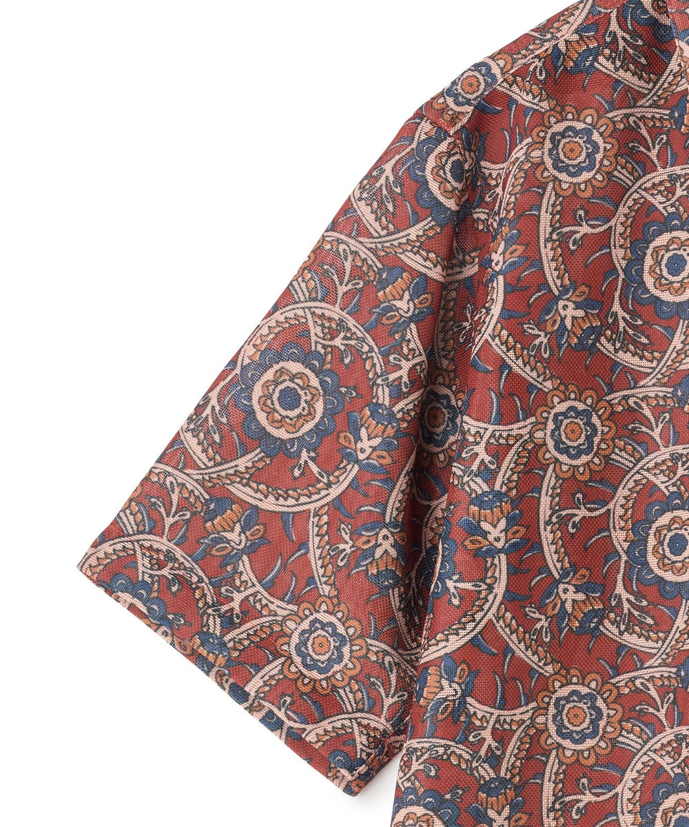 UNION STATION プリントシアーハーフスリーブシャツ＜ハンドウォッシャブル・通気性＞ レッド系その他