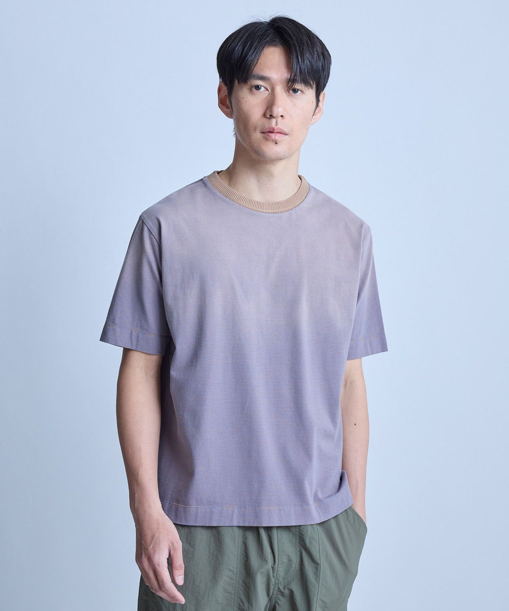 UNION STATION ヴィンテージライクミジンボーダーTシャツ＜ストレッチ・マシンウォッシャブル＞ ブルー