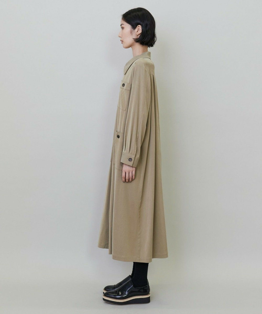 L'EQUIPE キュプラナイロンピーチシャツワンピース ベージュ