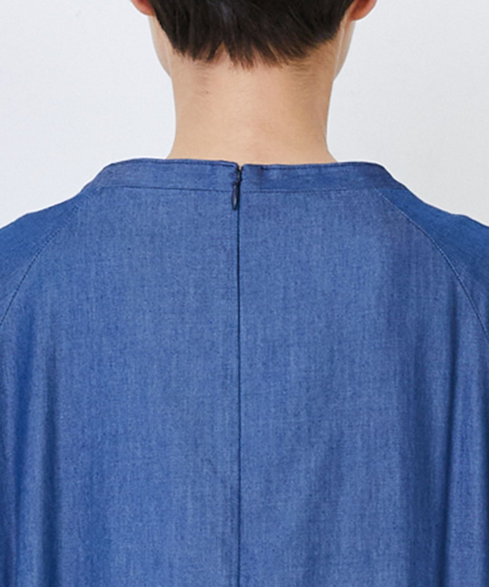 LOISIR 【MTサイズあり】ライトデニムティアードワンピース インディゴブルー