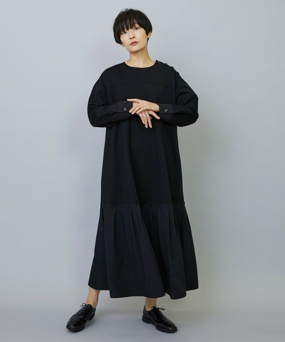 MOGA シルケットバイオポンチフレアーワンピース ブラック
