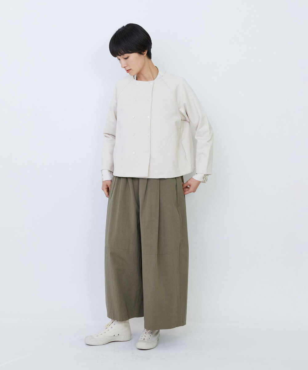 LOISIR コットン裏毛クルーネックジャケット ベージュ