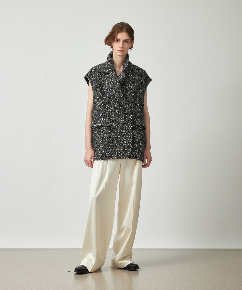 DÉPAREILLÉ MIXED TWEED GILET / ミックスツィードジレ ブラック