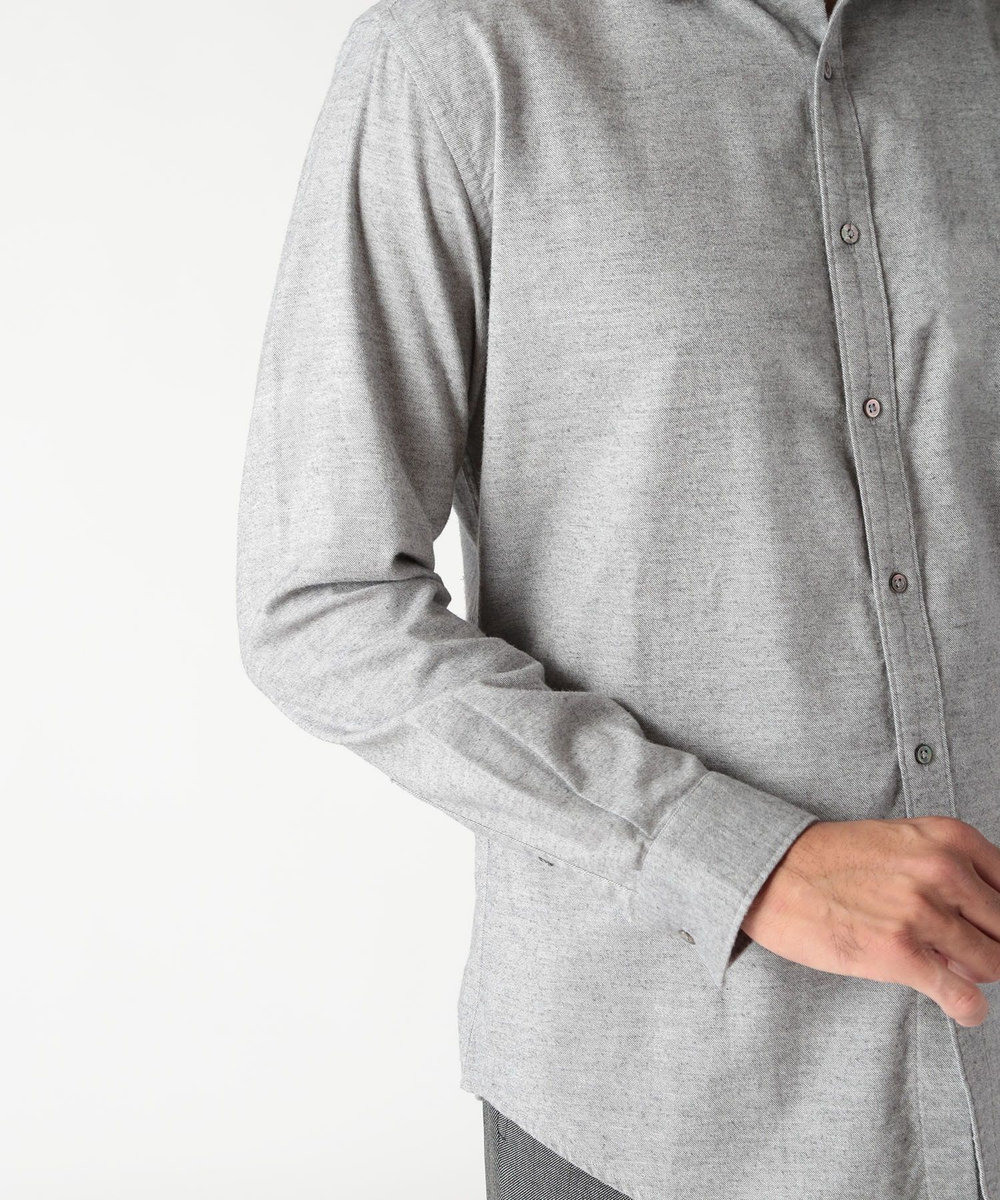 MEN'S BIGI フランネルフレンチフロントカジュアルシャツ グレー