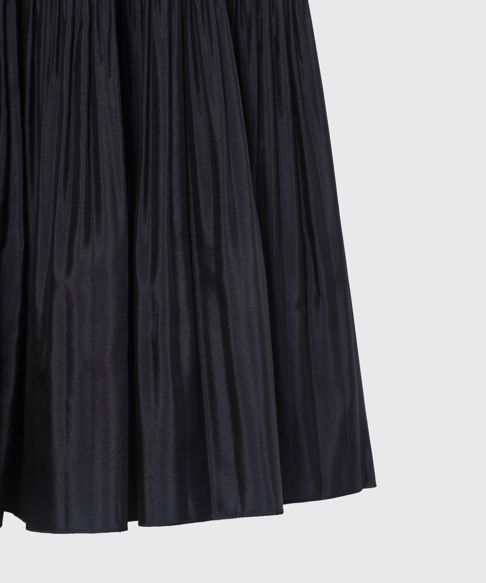 DÉPAREILLÉ SILK POLY TIERED PLEATS SKIRT / シルクポリティアードプリーツスカート ネイビー