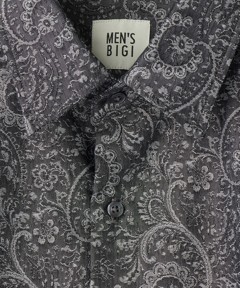MEN'S BIGI 【LIBERTY/リバティ】ジャカードペイズリー ドレスカジュアルシャツ チャコールグレー