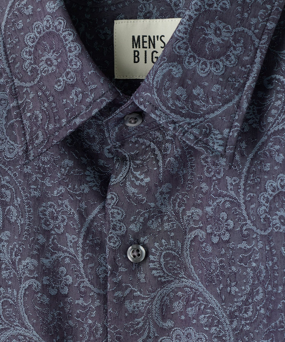 MEN'S BIGI 【LIBERTY/リバティ】ジャカードペイズリー ドレスカジュアルシャツ ネイビー