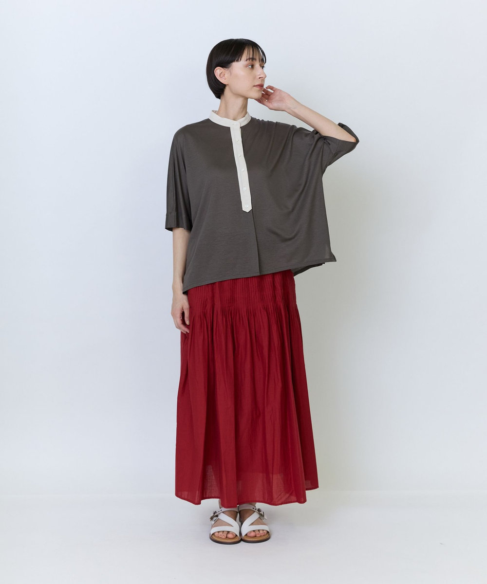 LOISIR リヨセル天竺カーディガンTシャツ カーキ