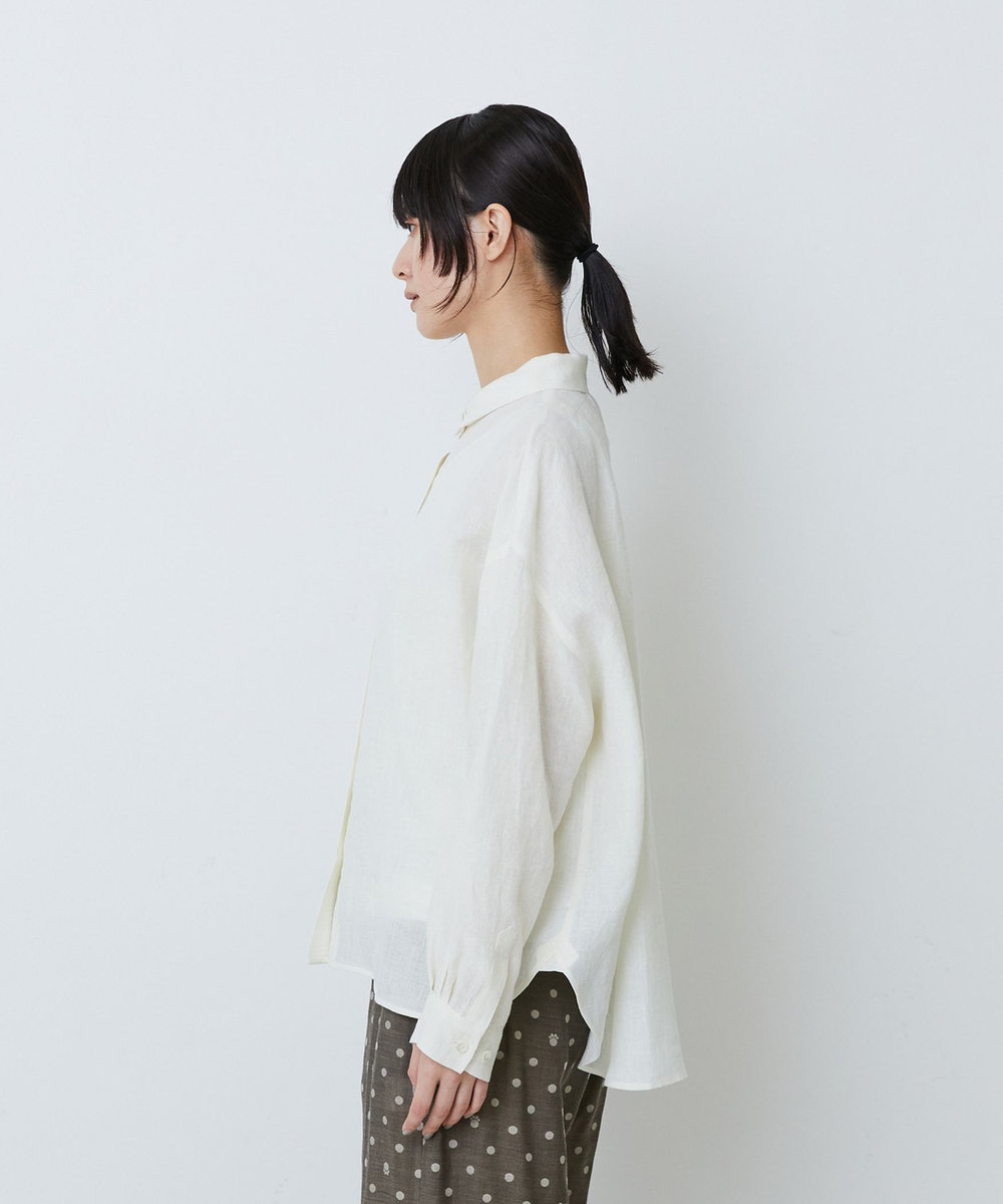 LOISIR グランジリネンボクシーシャツ オフホワイト