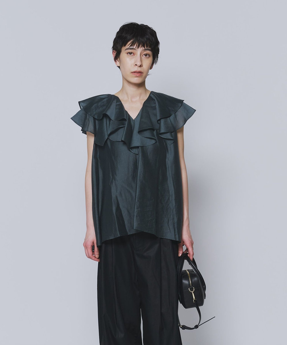 1er Arrondissement シアーテンセルフリルブラウス グリーン