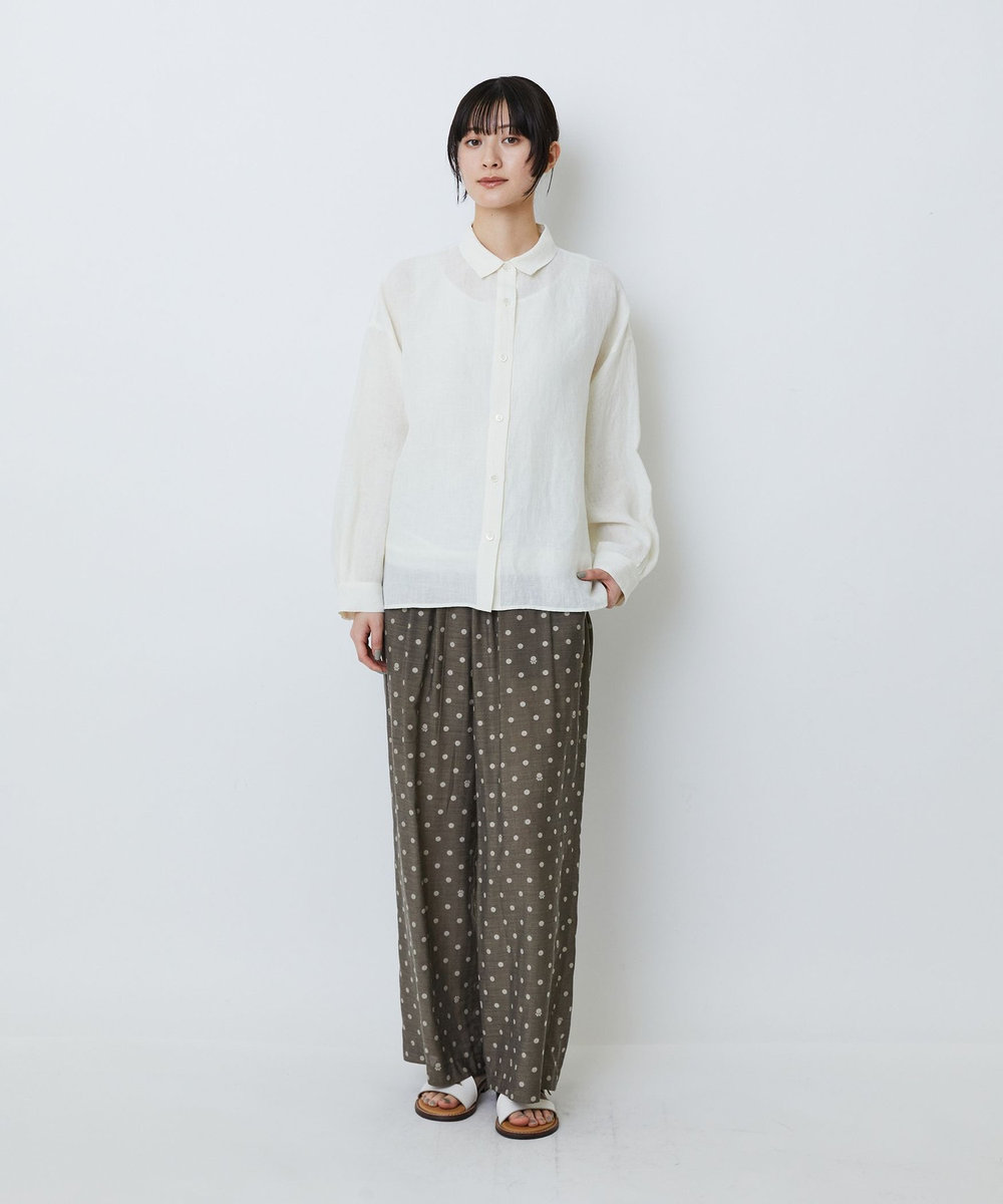 LOISIR グランジリネンボクシーシャツ オフホワイト