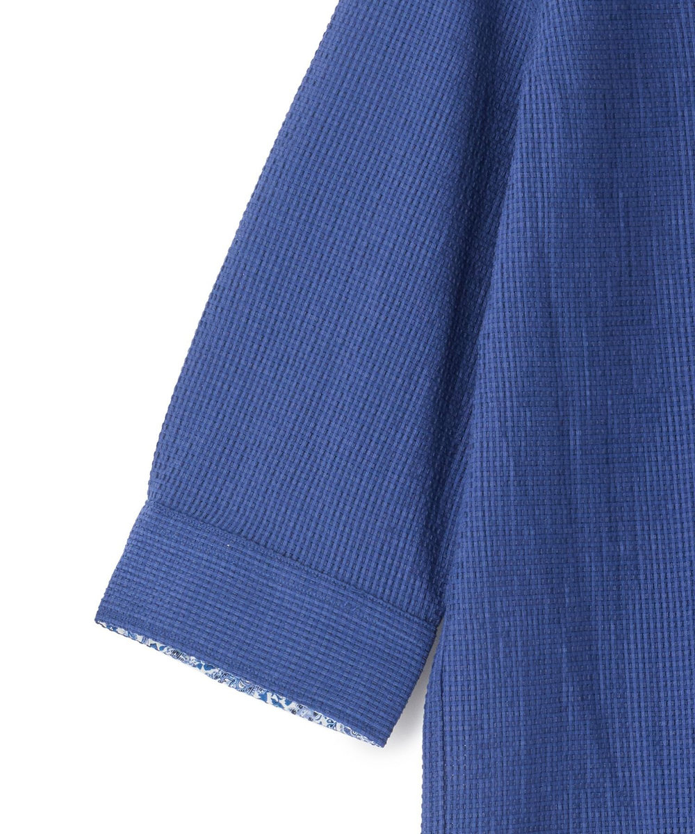 MEN'S BIGI ストレッチサッカー七分袖シャツ＜ストレッチ/通気性＞ ネイビー