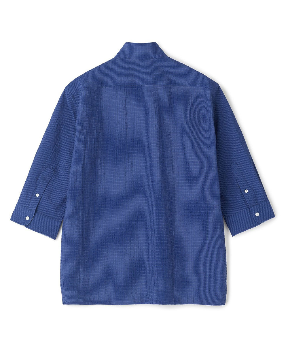 MEN'S BIGI ストレッチサッカー七分袖シャツ＜ストレッチ/通気性＞ ネイビー