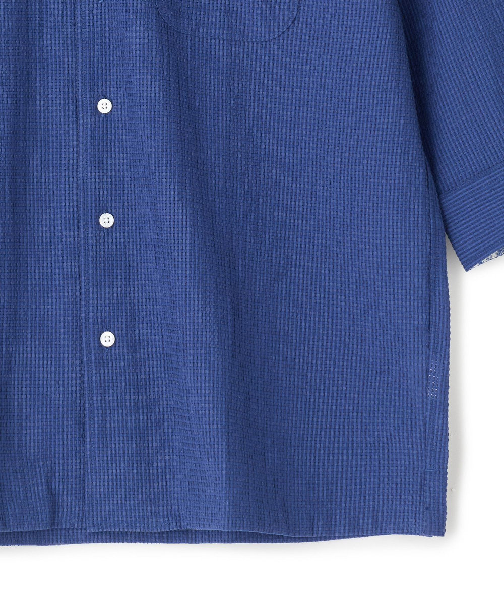 MEN'S BIGI ストレッチサッカー七分袖シャツ＜ストレッチ/通気性＞ ネイビー