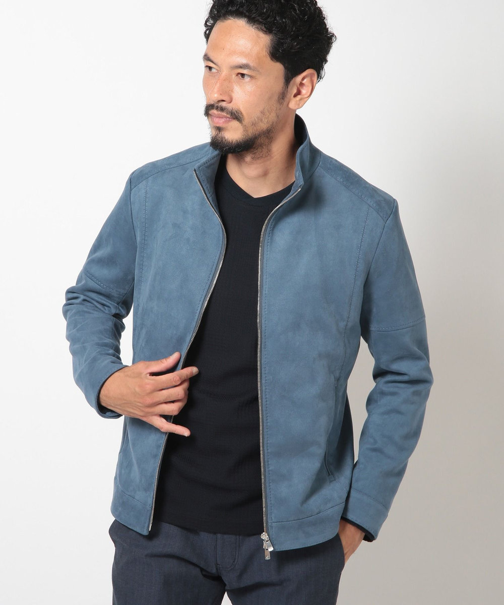 MEN'S BIGI フェイクスエードダンボールブルゾン ブルー