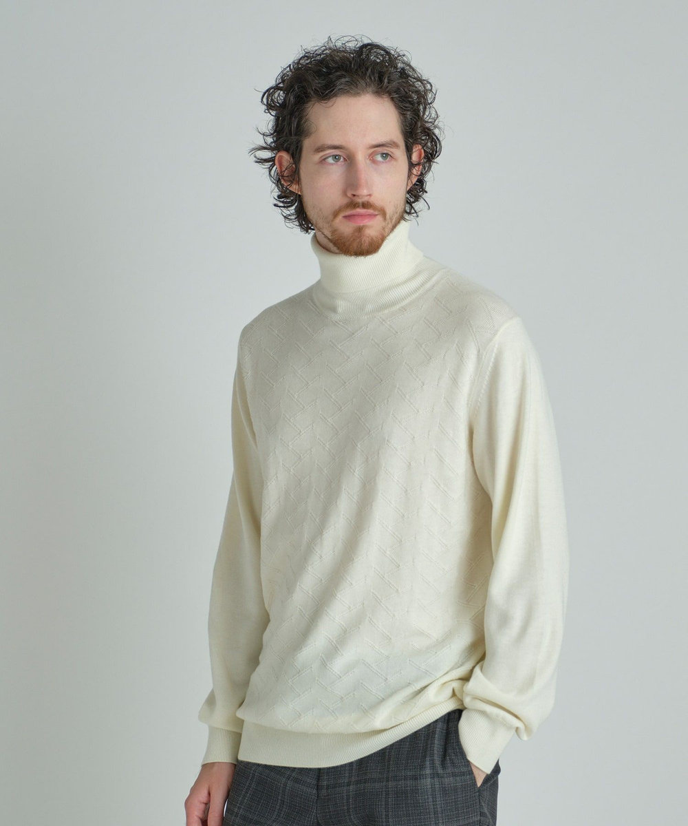 MEN'S BIGI 【ACTIVE TAILOR/アクティブテイラー】12Gジャカードタートルネックニット ホワイト