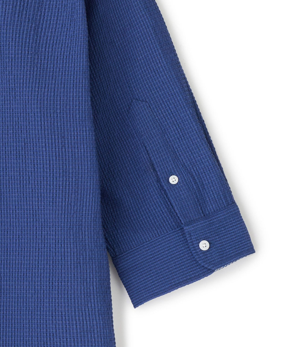 MEN'S BIGI ストレッチサッカー七分袖シャツ＜ストレッチ/通気性＞ ネイビー