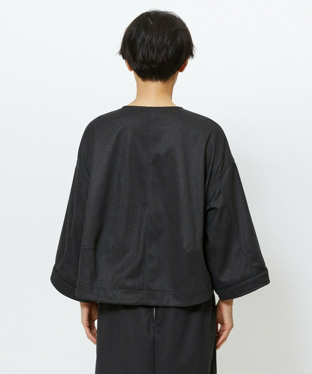 feerique feerique ウールライクニットツイルコクーンシルエットプルオーバー チャコールグレー