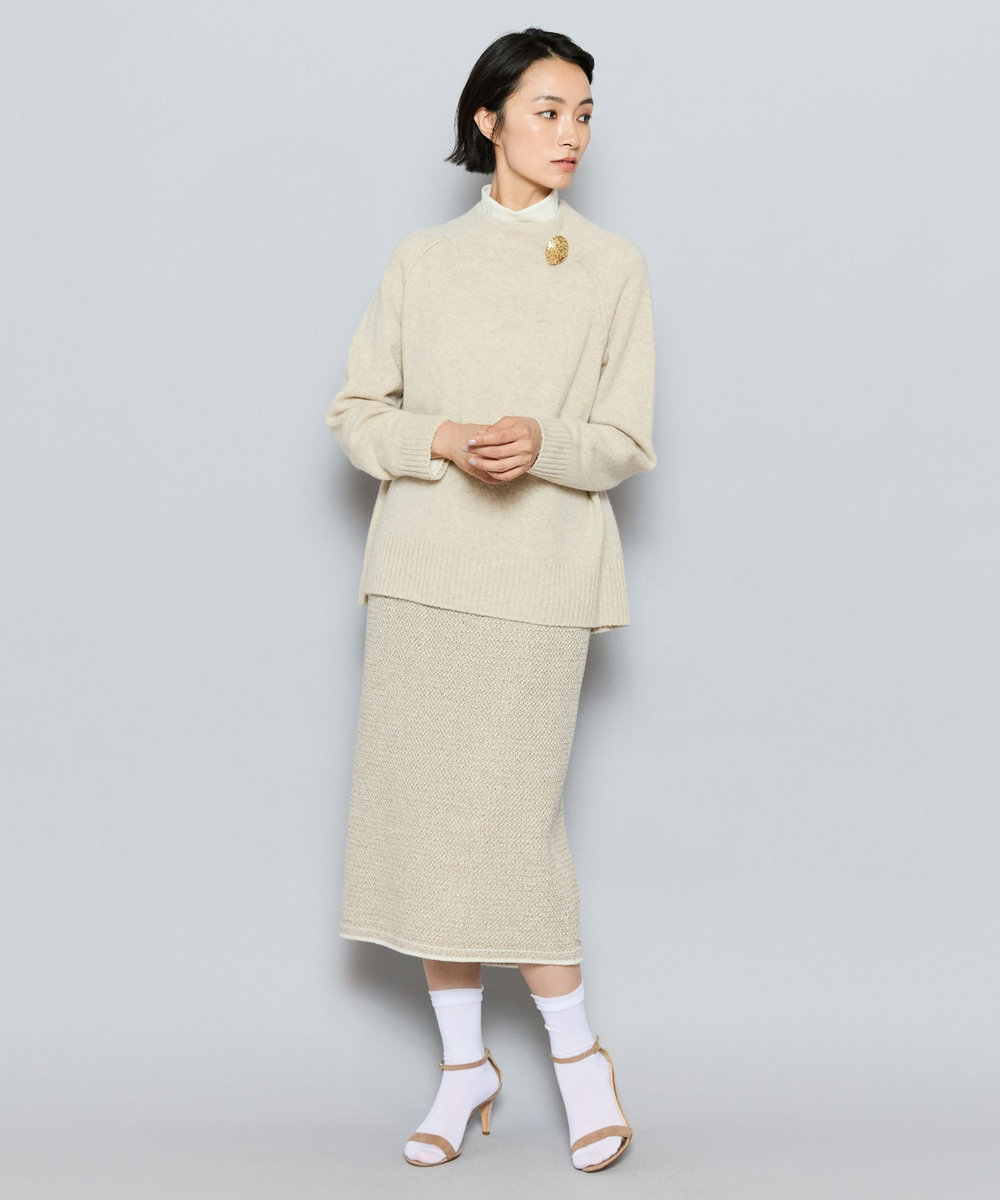 L'EQUIPE カシミヤ混ボトルネックセーター オートミール