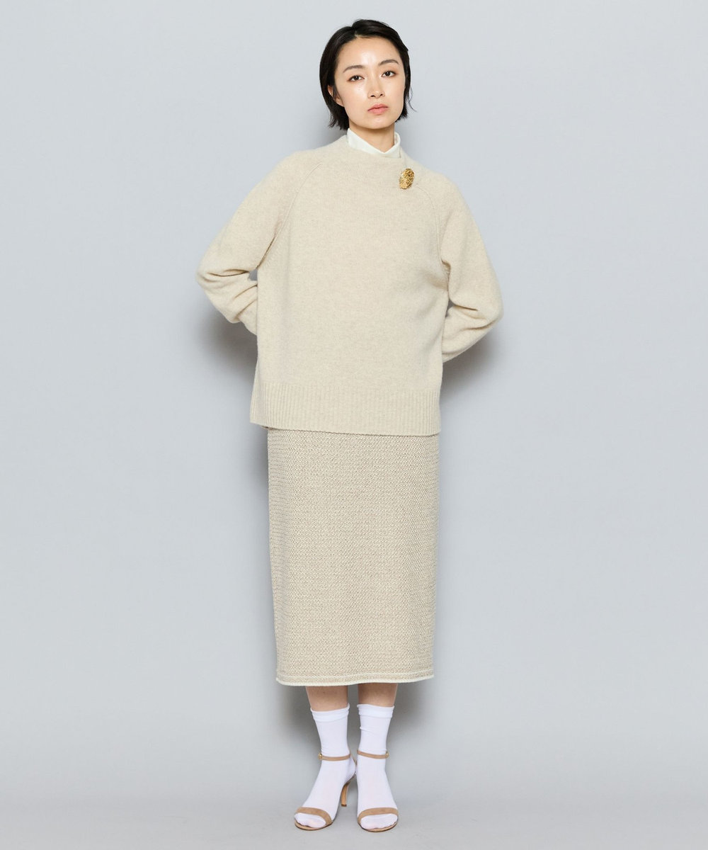 L'EQUIPE カシミヤ混ボトルネックセーター オートミール