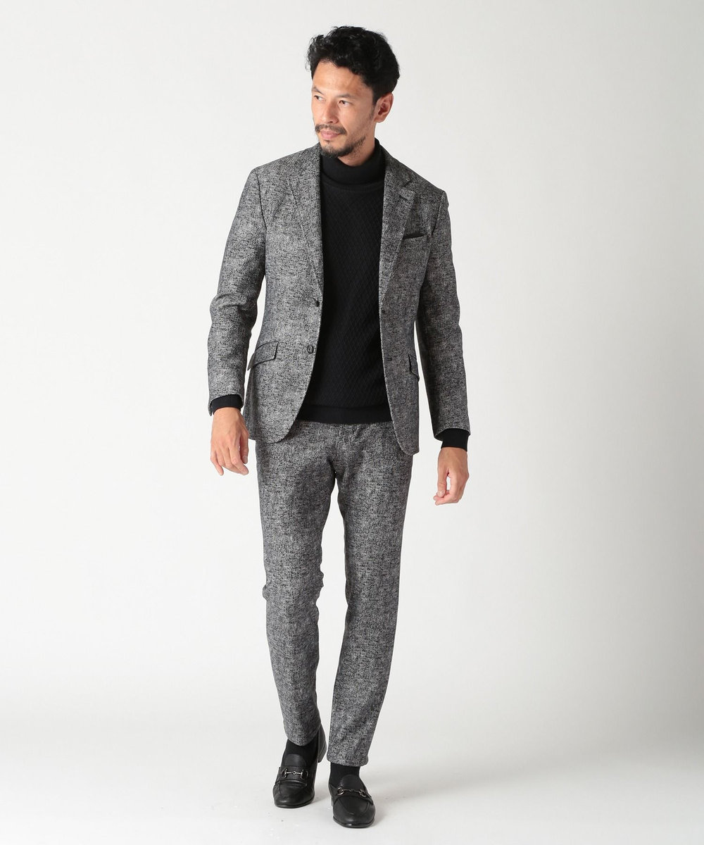 MEN'S BIGI 【ACTIVE TAILOR】ヒートパフォーマーツイード調プリントパンツ（セットアップ対応） ブラック