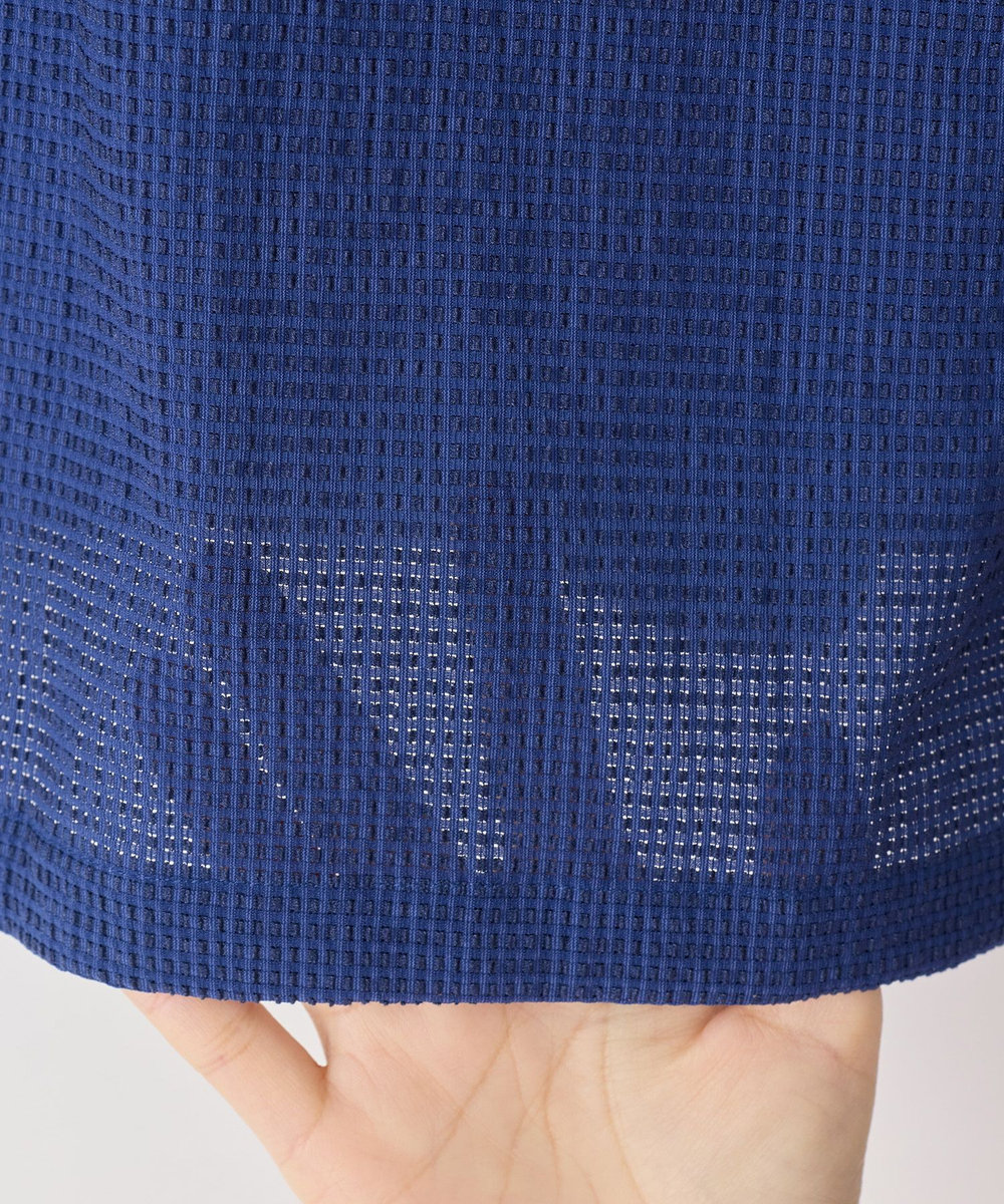 MEN'S BIGI ストレッチサッカー七分袖シャツ＜ストレッチ/通気性＞ ネイビー