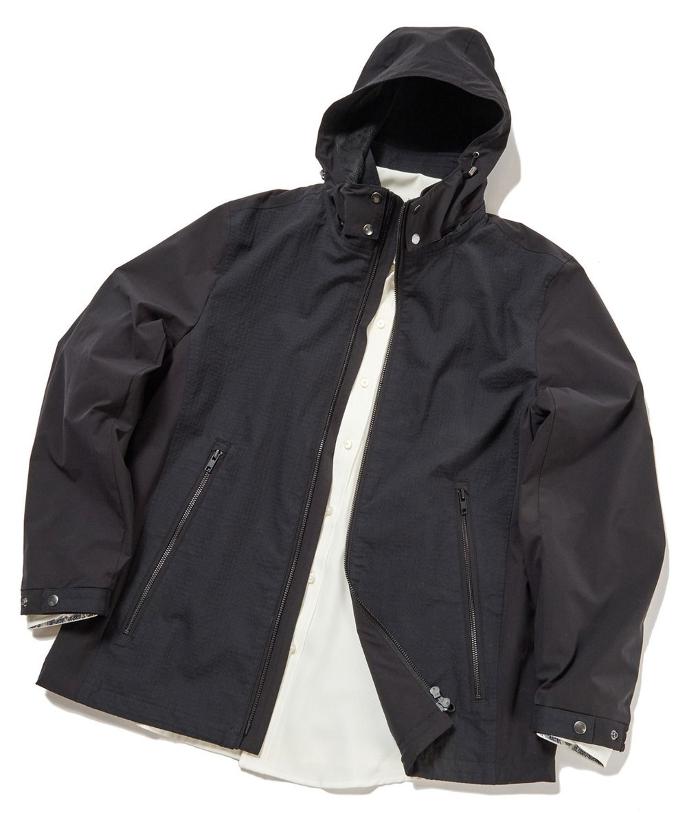 MEN'S BIGI シャドーチェックドビーコンビブルゾン ブラック