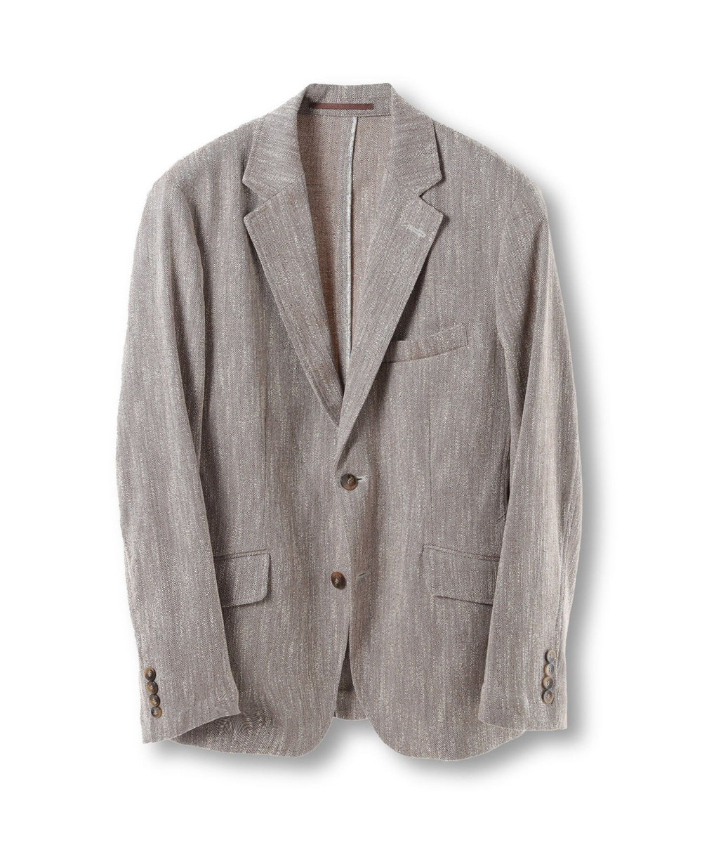 MEN'S BIGI リネン調スラブメランジジャケット ブラウン