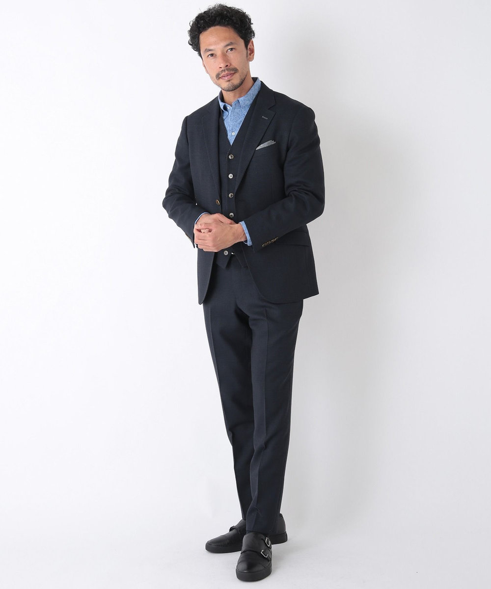 MEN'S BIGI ドビーメッシュジャケット　original fabric made by japan ネイビー