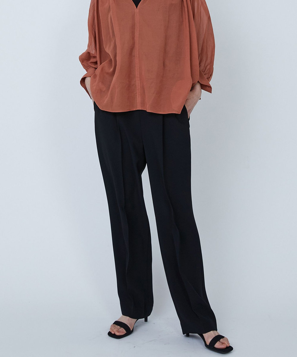 1er Arrondissement バックサテンジョーゼットパンツ ブラック
