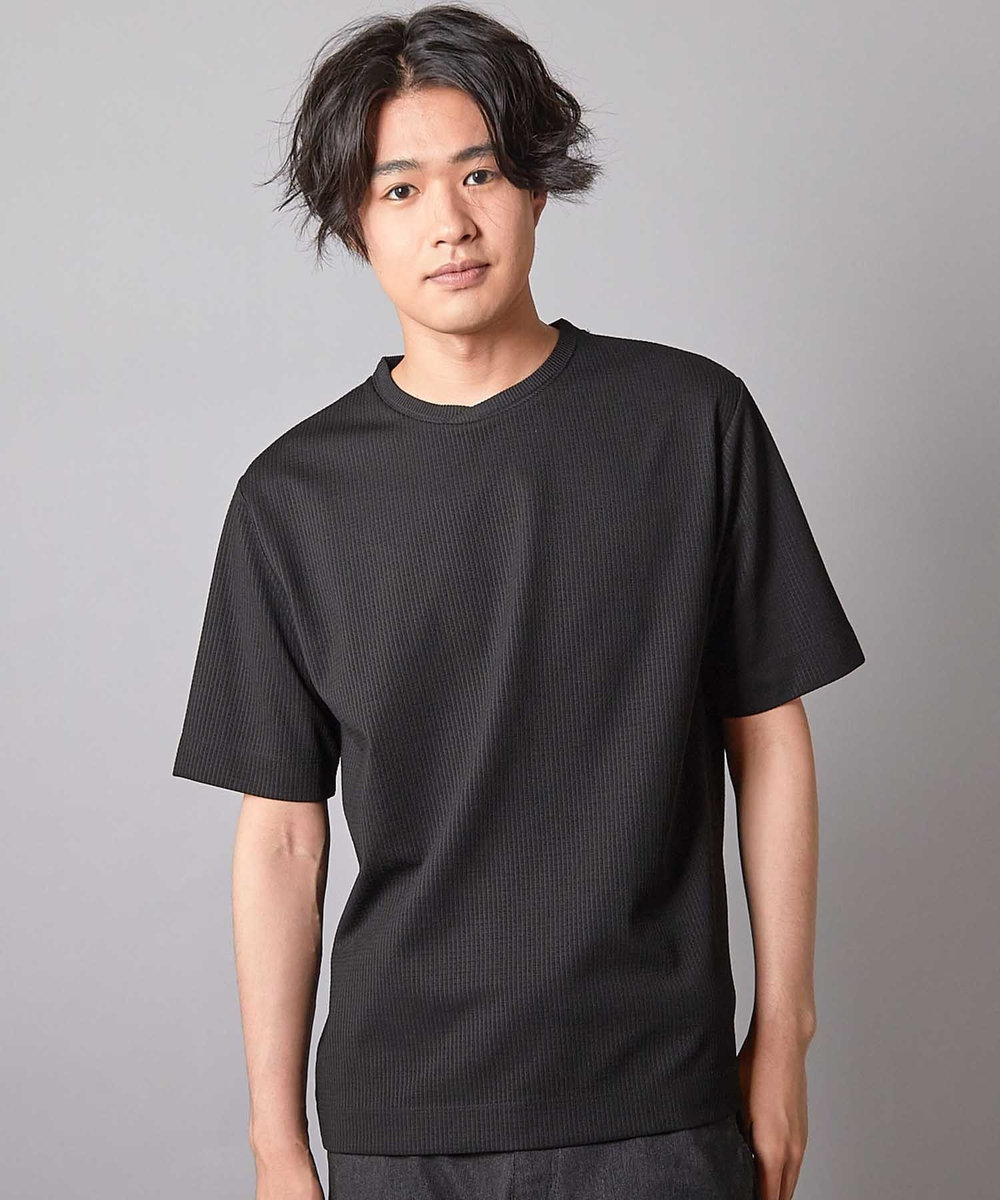 UNION STATION ジャガードストライプTシャツ ブラック